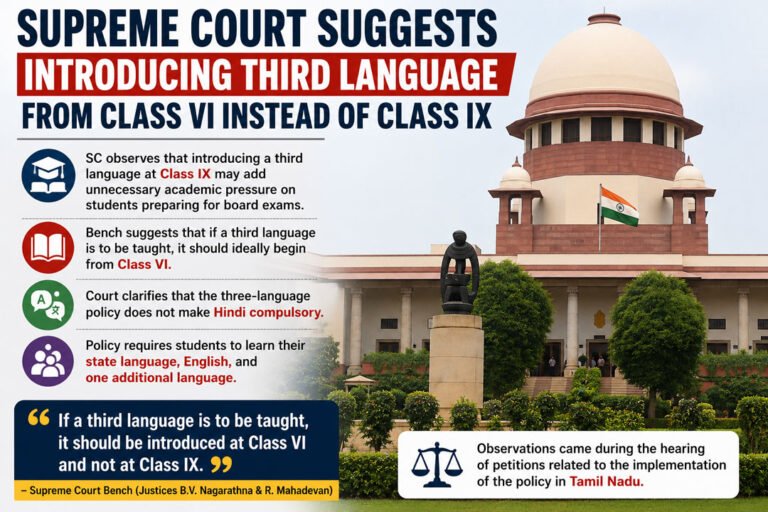 Supreme Court Suggests Introducing Third Language from Class VI Instead of Class IX