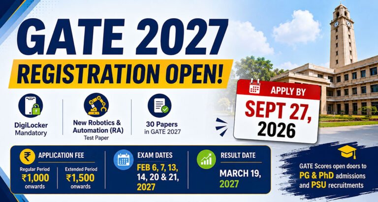 GATE 2027 Registration Begins: Check Important Dates, Fees and New Changes